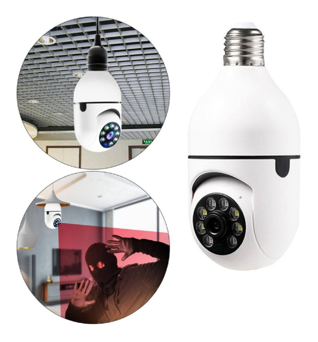 Câmera Ip Segurança Lâmpada Yoosee Panorâmica Wifi1080 Espiã - Imagem 6