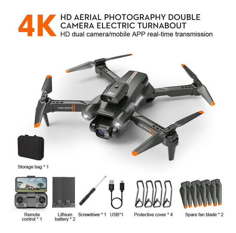 Mini Drone 4k Câmera Dupla X39 Professional 2 Baterias 2023 - Imagem 2
