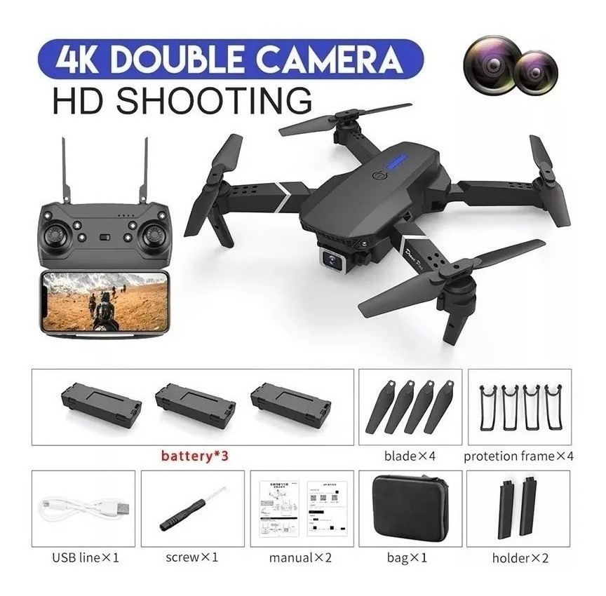 Rc E525 Drone 4k Camera Fpv Wifi Dual Câmera Drone - Imagem 2