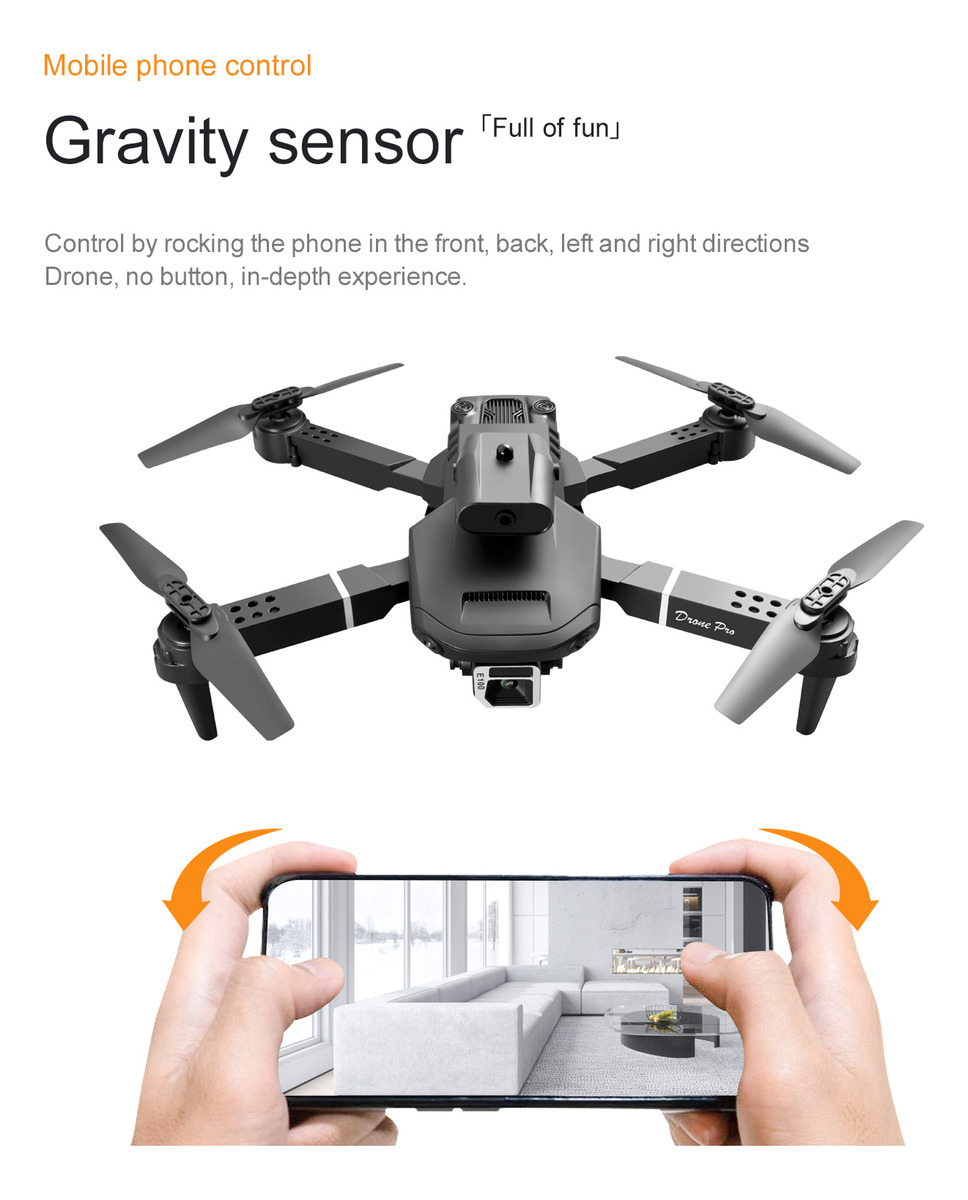 Drone Dobrável 1080p Hd Dual Camera Fpv Rc Quadcopter Com - Imagem 3