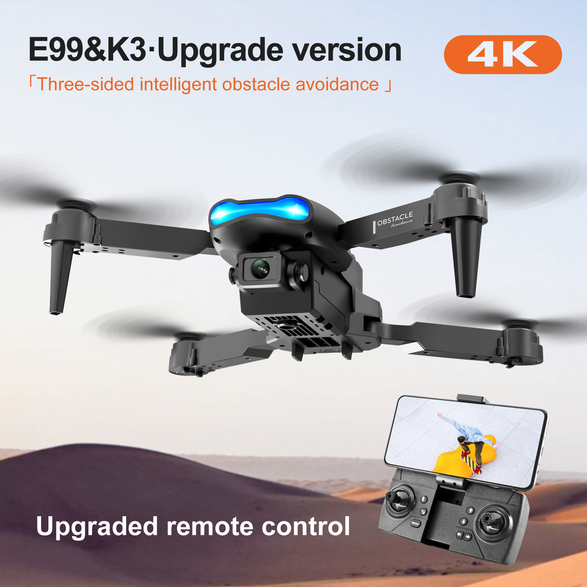 Quadricóptero Rc Para Evitar Obstáculos Fpv 2,4 Ghz E 4 Cana - Imagem 3