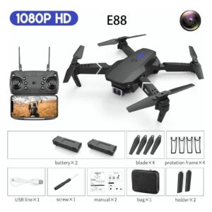 Drone E88 Com Dupla Câmera Hd Preto 2.4ghz 2 Bateria