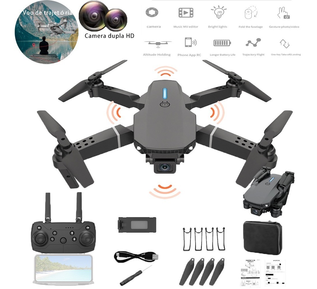 Drone Profissional E88 Pro 2.4ghz Com Câmera Hd E 1 Bateria