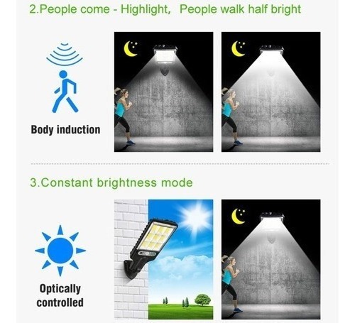 2pcs Luz De Rua Holofotes Solares Ao Ar Livre 200 Watts De L - Imagem 5