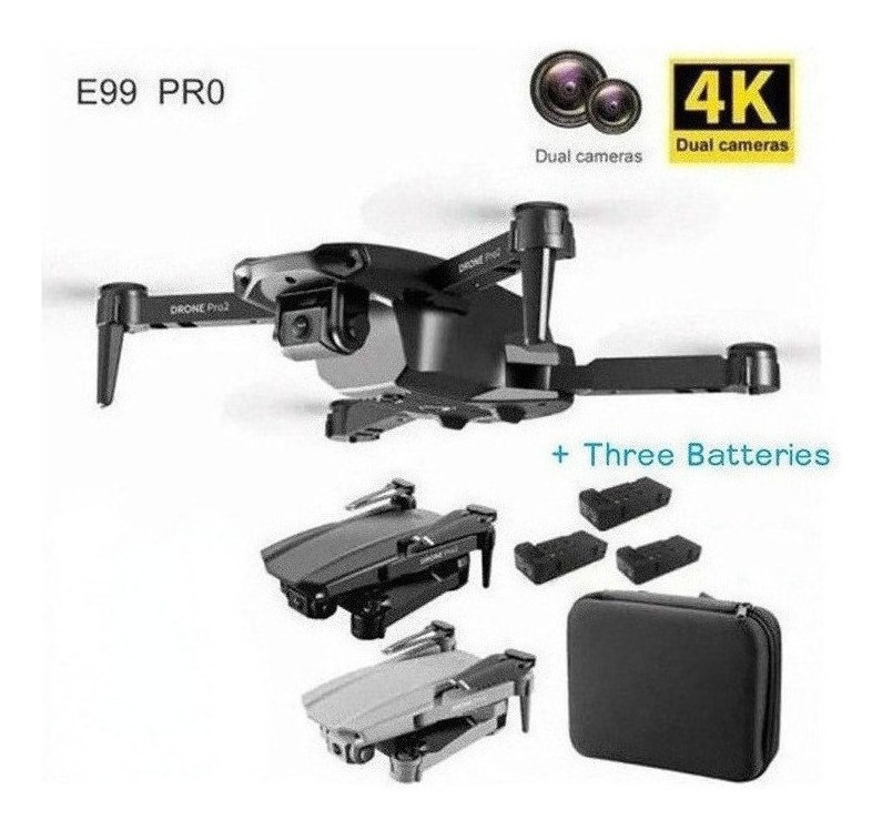 Câmera Dupla Mini Drone E99 Pro Professional 4k Com 3 Bateri - Imagem 2