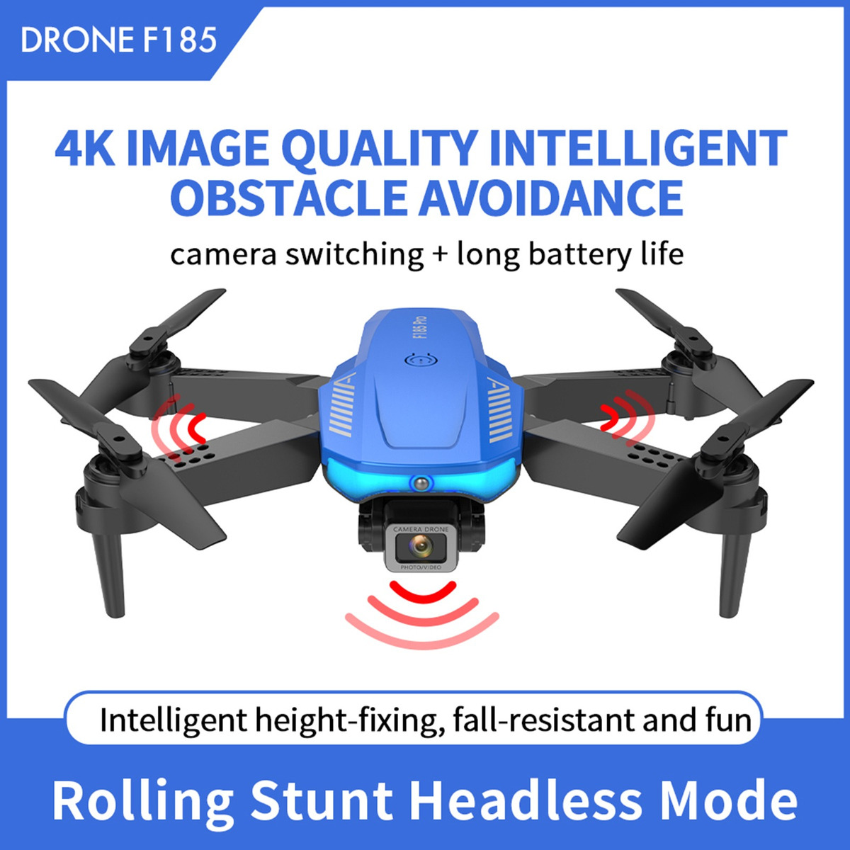 Ls/rc F185 Pro 4k Hd Única Câmera Fpv Rc Zangão Com 3 Batte - Imagem 8