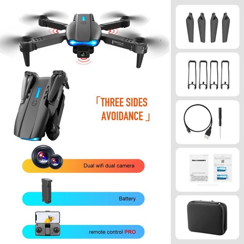 Drone E99 K3 Pro Com Dupla Câmera 4k Dobrando Preto