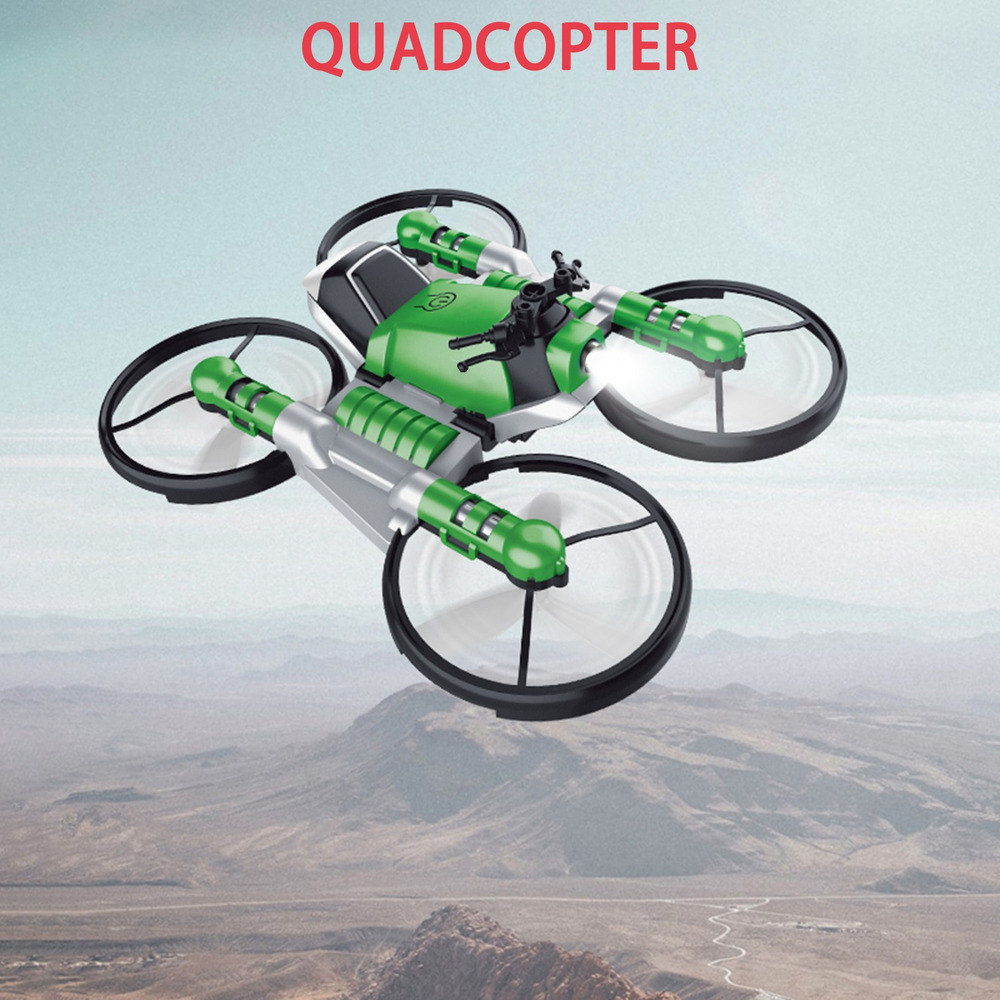 Mini Drone 2 Em 1 Motocicleta Rc Para Iniciantes Azul - Imagem 2
