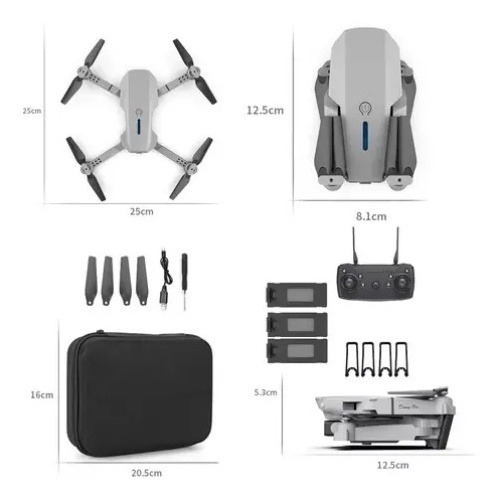 E88pro Uav 4k Hd Fotografia Aérea Câmera Dupla + 3 Baterias - Imagem 8