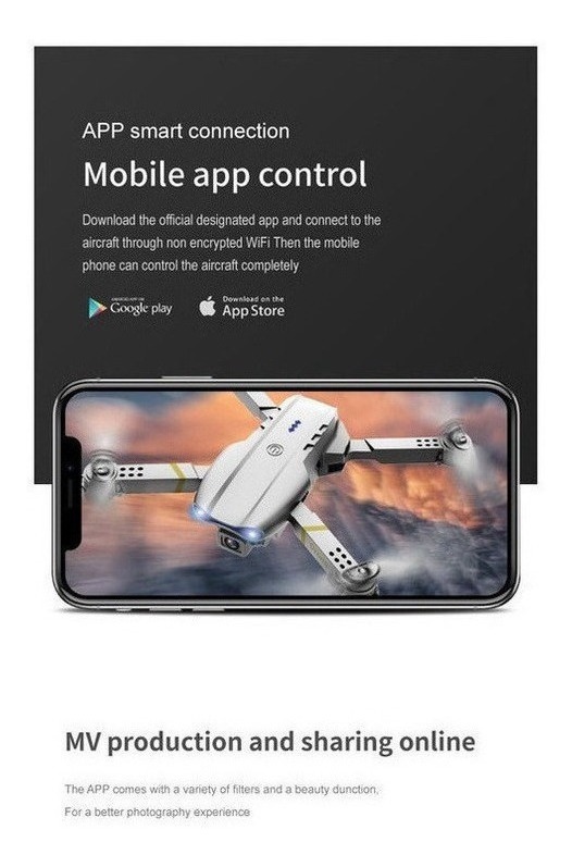 Câmera Profissional Mini Drone E99 Pro2 4k Com 2 Baterias - Imagem 7