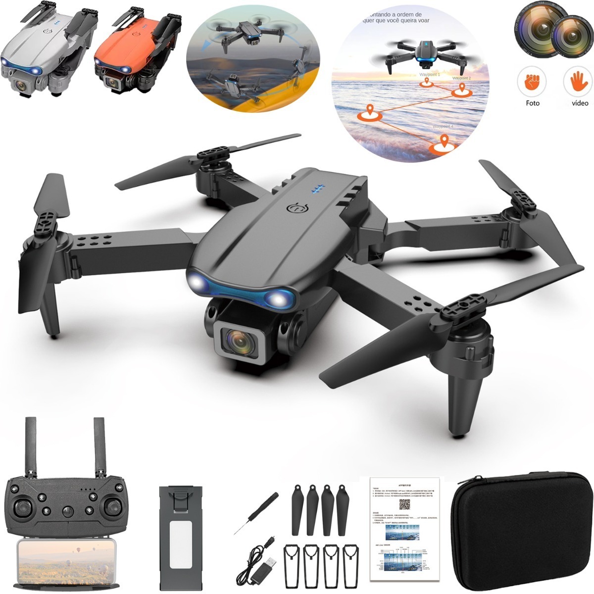 Drone E99 Pro Com Dupla Câmera Hd Profissional E 1 Bateria