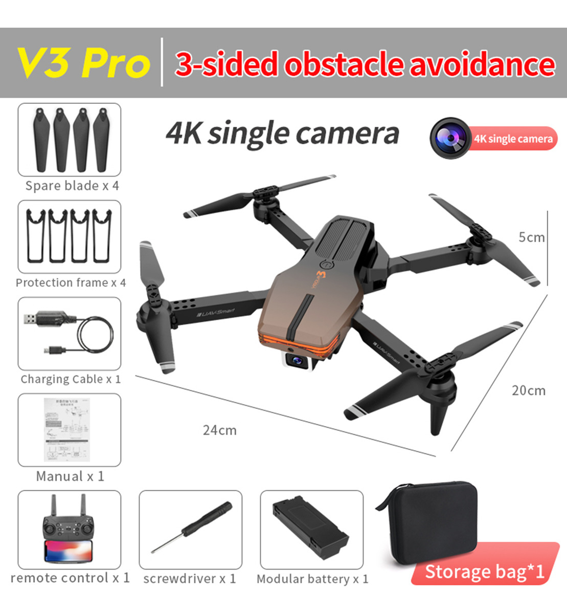 Câmera Única 4k Rc Drone 2,4 Ghz Led Quadcopter De 6 Eixos - Imagem 9