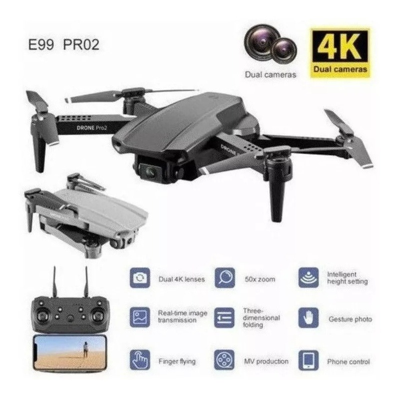 Dual Camera Mini Drone Professional 4k Com 3 Baterias - Imagem 3