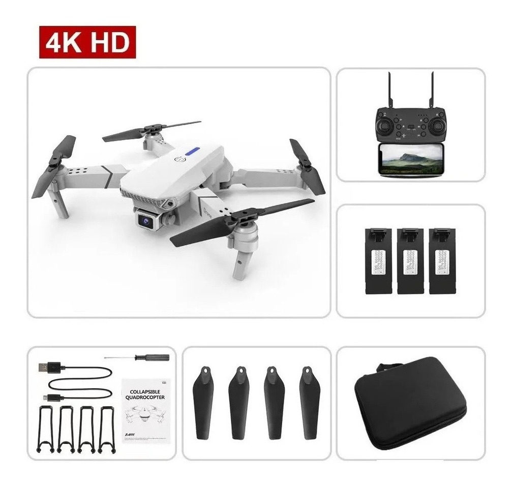 Mini Drones Con 4k Camara Baratos E525/e88 Pro +3 Bateria - Imagem 8