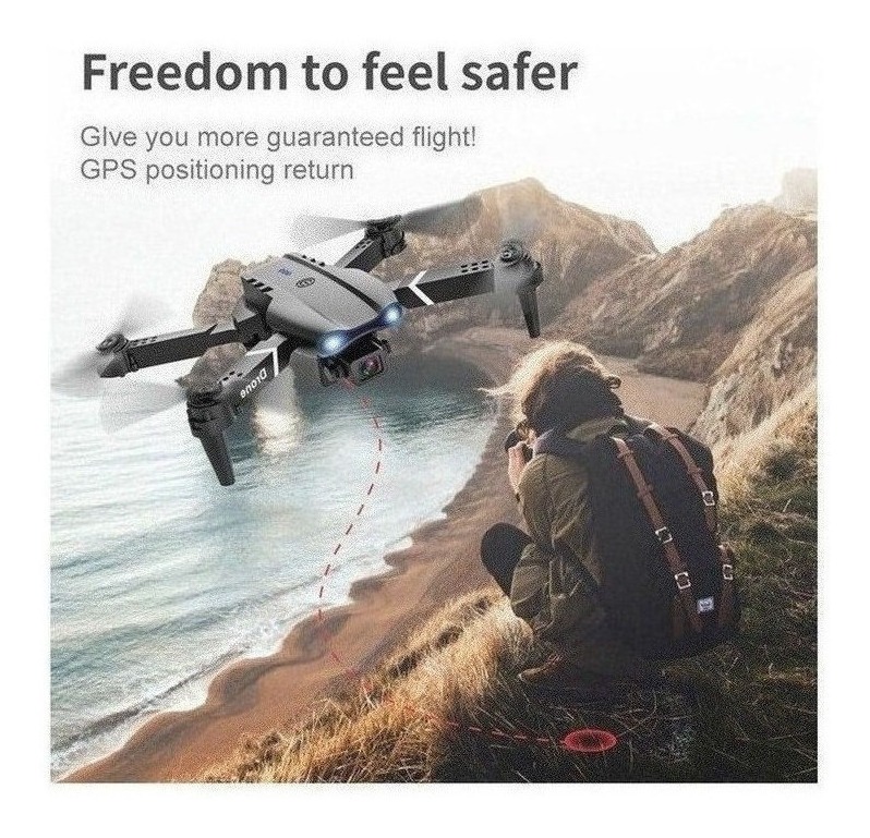 Câmera 4k Mini Drone E99 Pro Professional Com 2 Baterias - Imagem 3