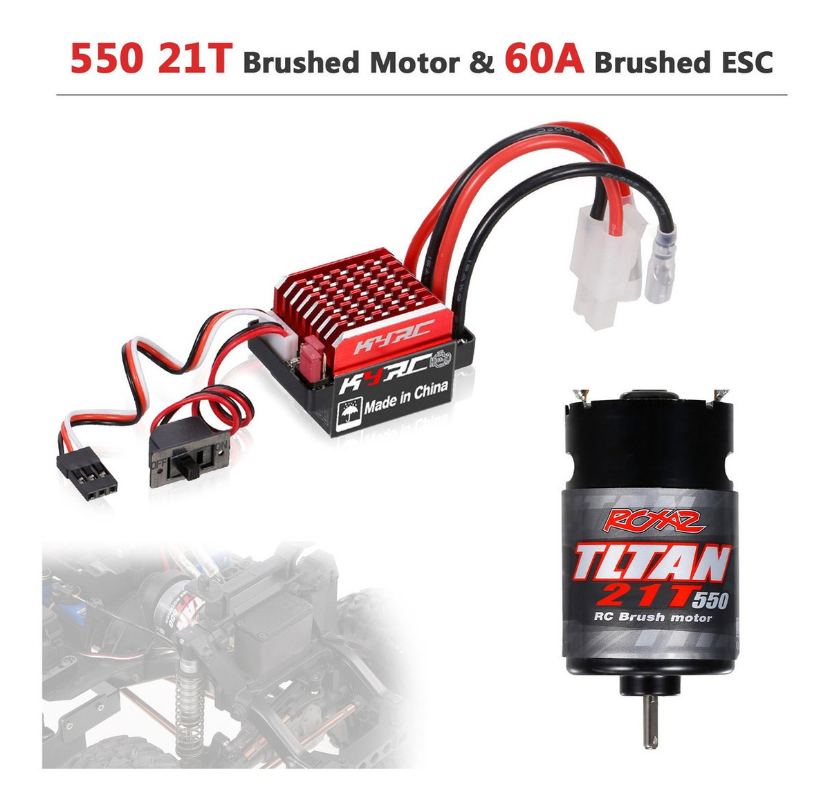 550 21t Escovado Motor Com 60a/360a Esc Escovado Elétrico - Imagem 2