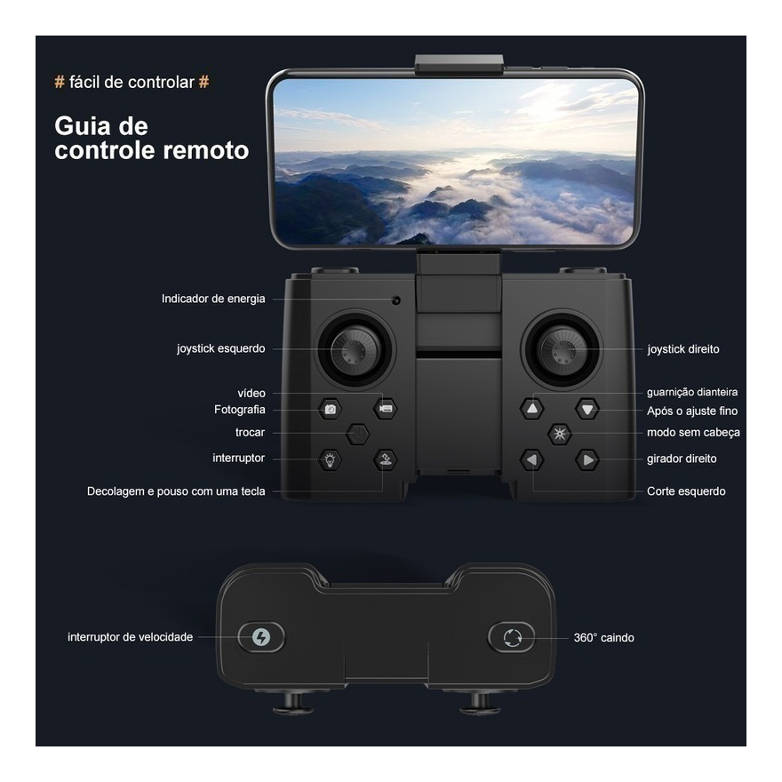 Mini Drone Profissional 4k Crianças+2 Baterias - Imagem 5
