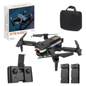 Xt8 Mini Drone Barato Helicóptero Led Colorido 2 Baterias