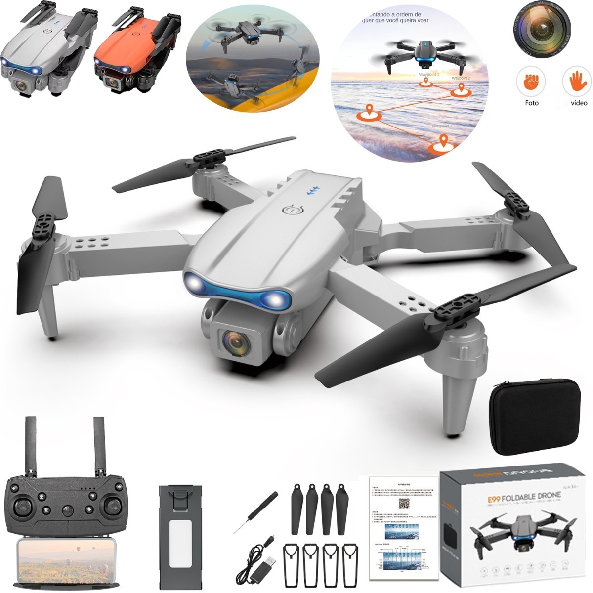Drone Profissional E99 Pro Com Câmera 1 Aérea Hd E Bateria 1 - Imagem 8