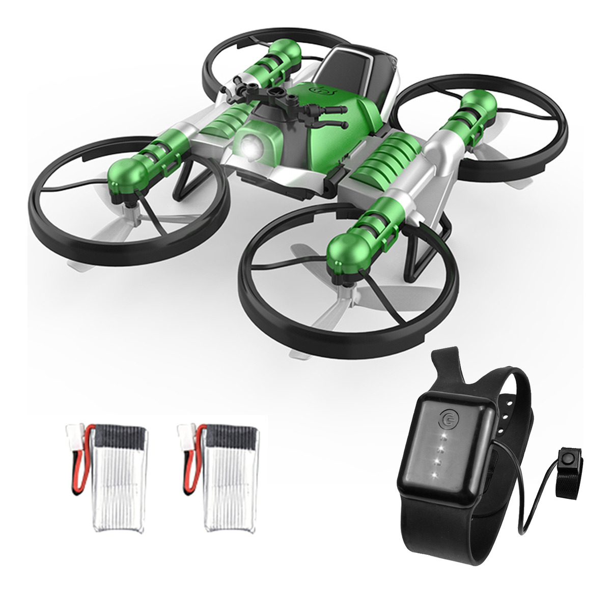 Mini Drone 2 Em 1 Para Motocicleta, Deformação Verde