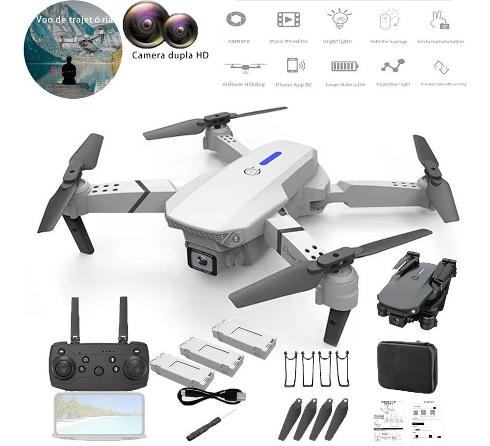 Drone E88 Pro Com Câmera Aérea Hd Profissional E 3 Baterias - Imagem 11