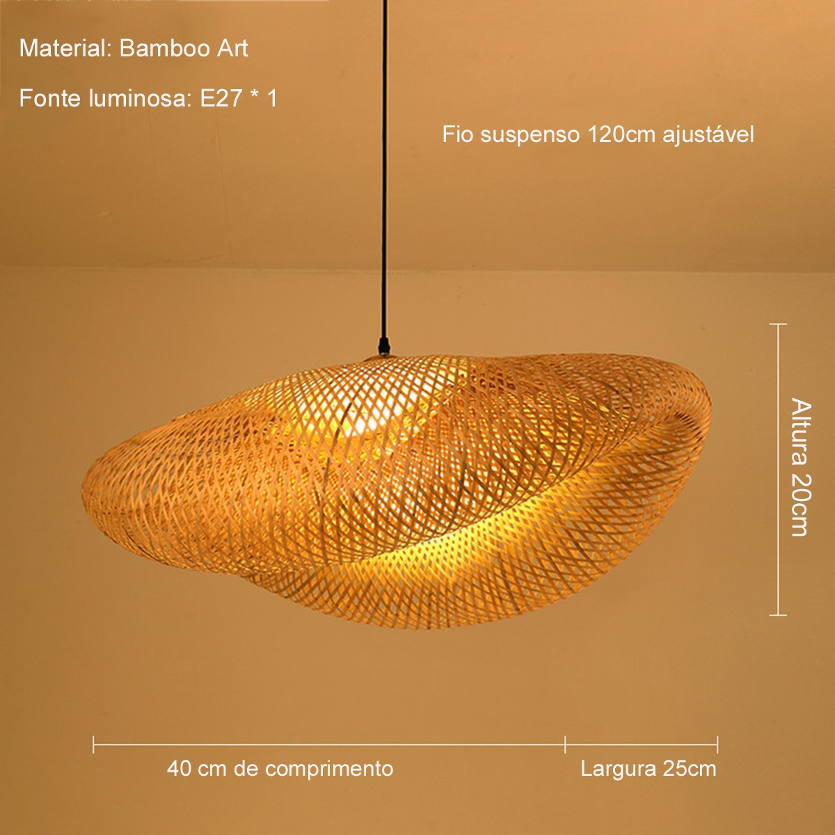 Lustre Pendente Madeira Lustre Grande - Imagem 2