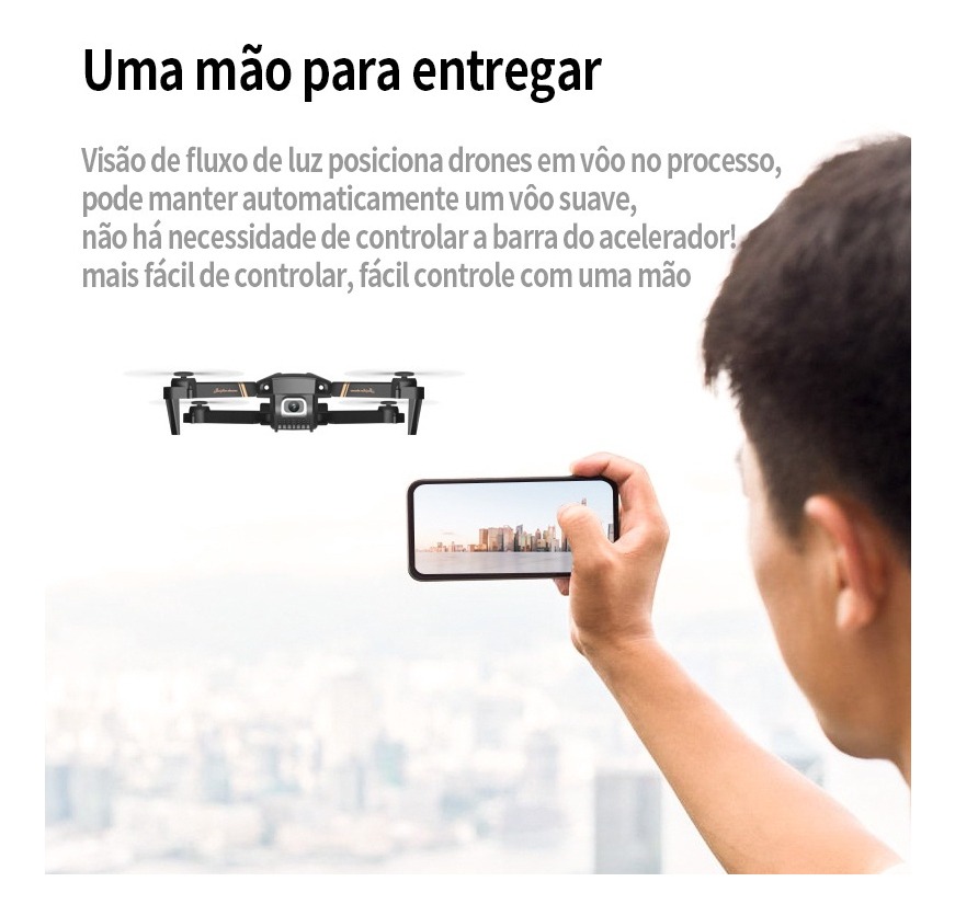 Drone Sem Câmera Rc V4s Wifi Fpv Preto - Imagem 5