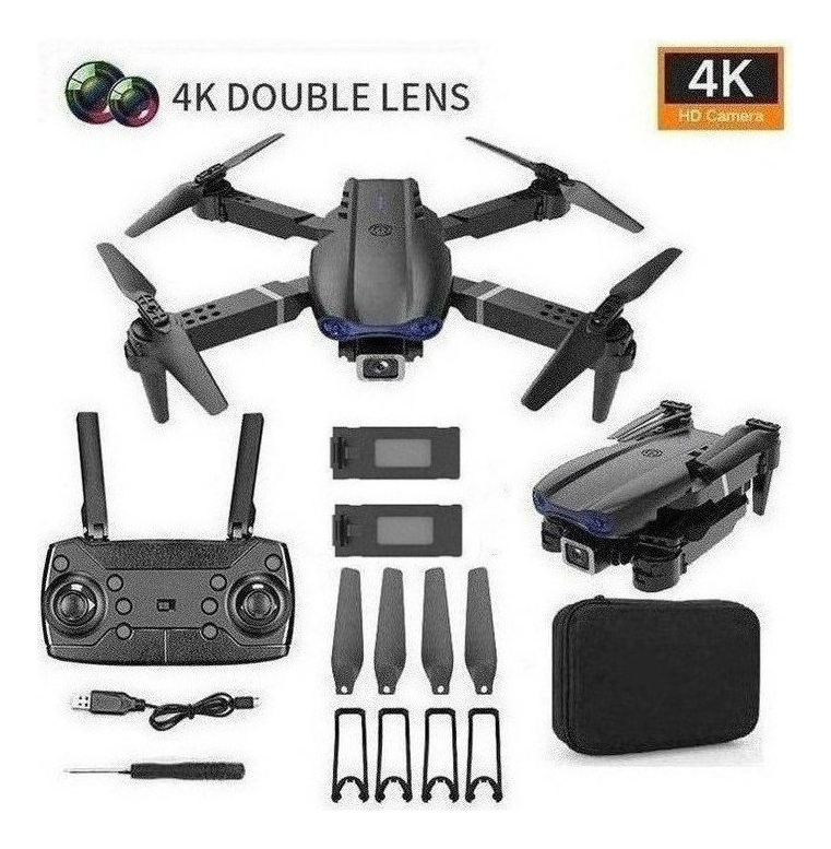 Câmera Dupla Mini Drone E99 Pro Professional 4k Com 2 Bateri