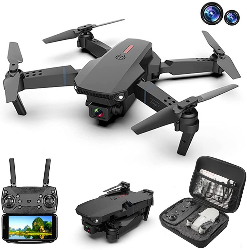 Drone E88 Com Dupla Câmera Hd Preto 2.4ghz 2 Bateria