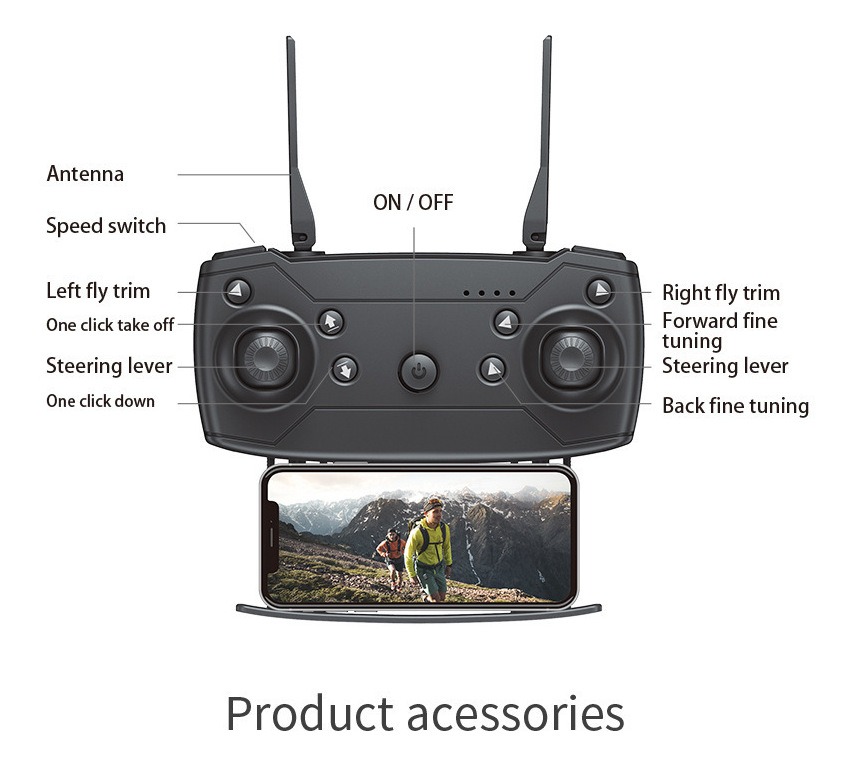E88pro Uav 4k Hd Fotografia Aérea Câmera Dupla + 3 Baterias - Imagem 4