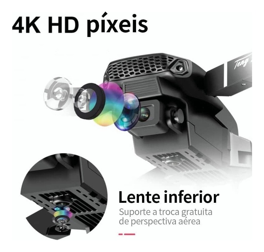 Drone E88 Com Dupla Câmera Hd Preto 2.4ghz 2 Bateria - Imagem 13
