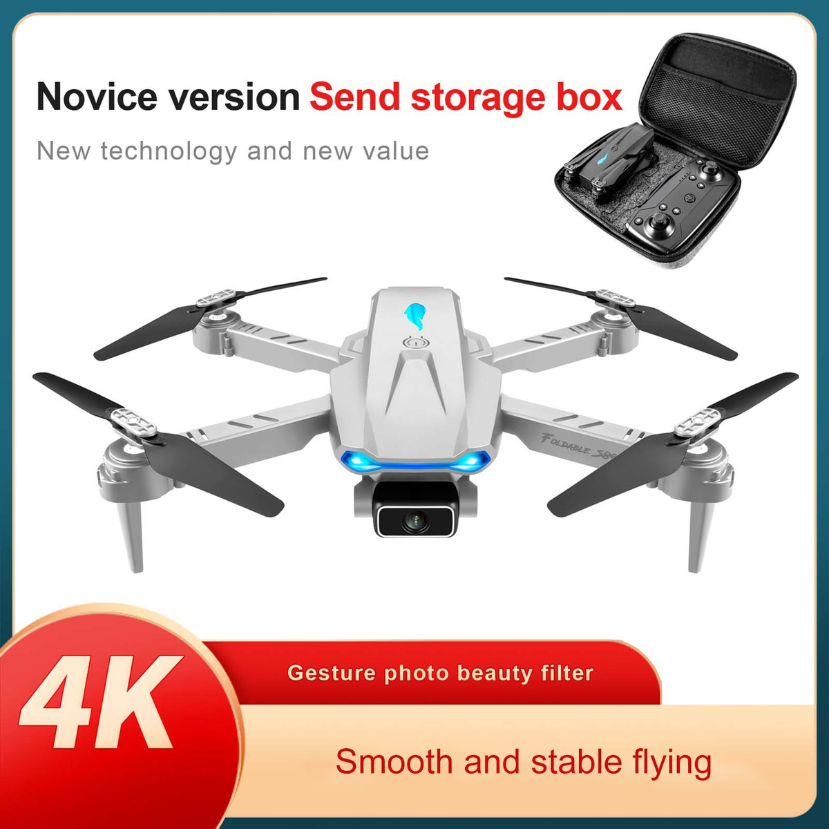 S89 Rc Drone Com Câmera 4k Wifi Cinza 4k 3 Baterias - Imagem 2