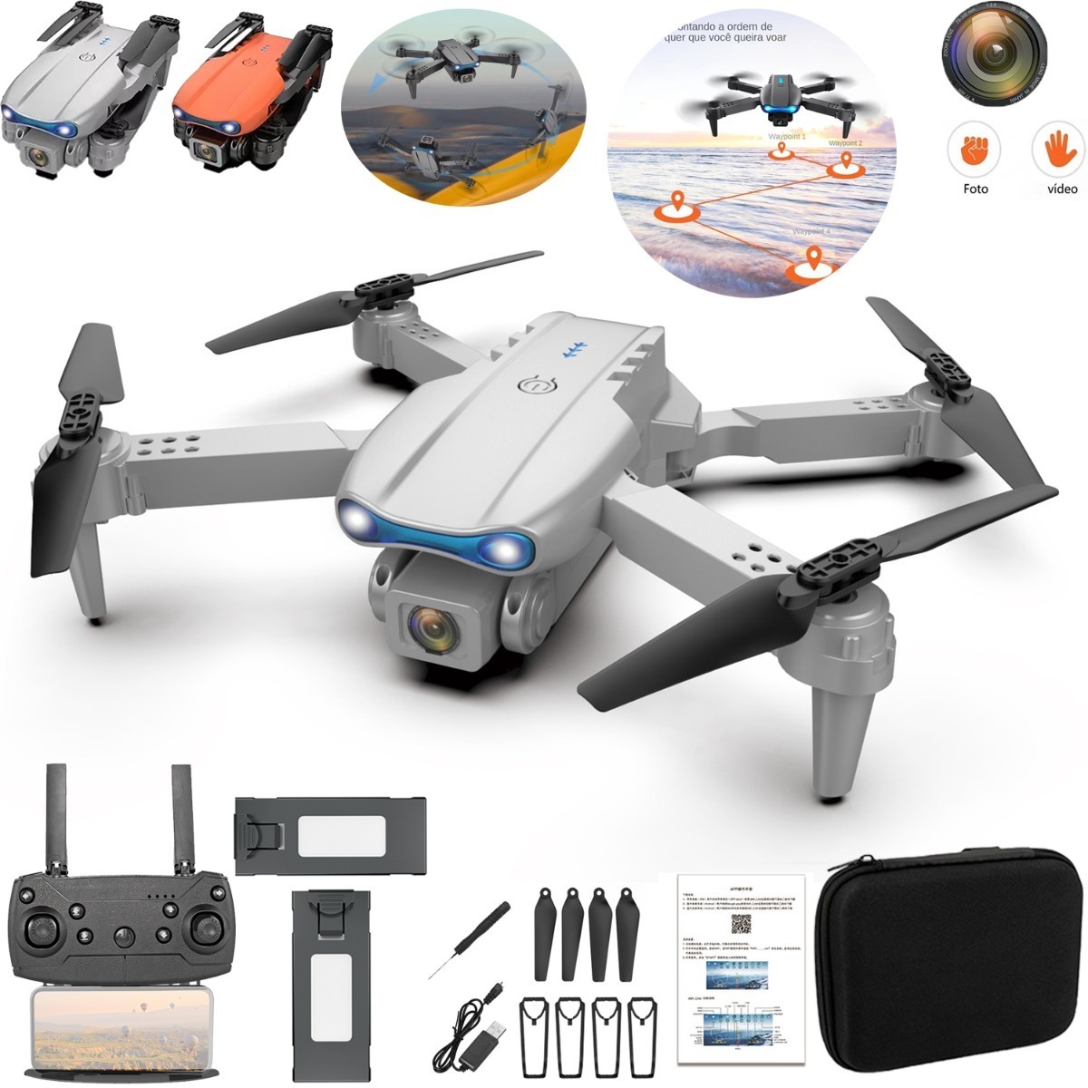 Drone E99 Pro Com 1 Câmera Aérea Hd Profissional E 2 Bateria - Imagem 8