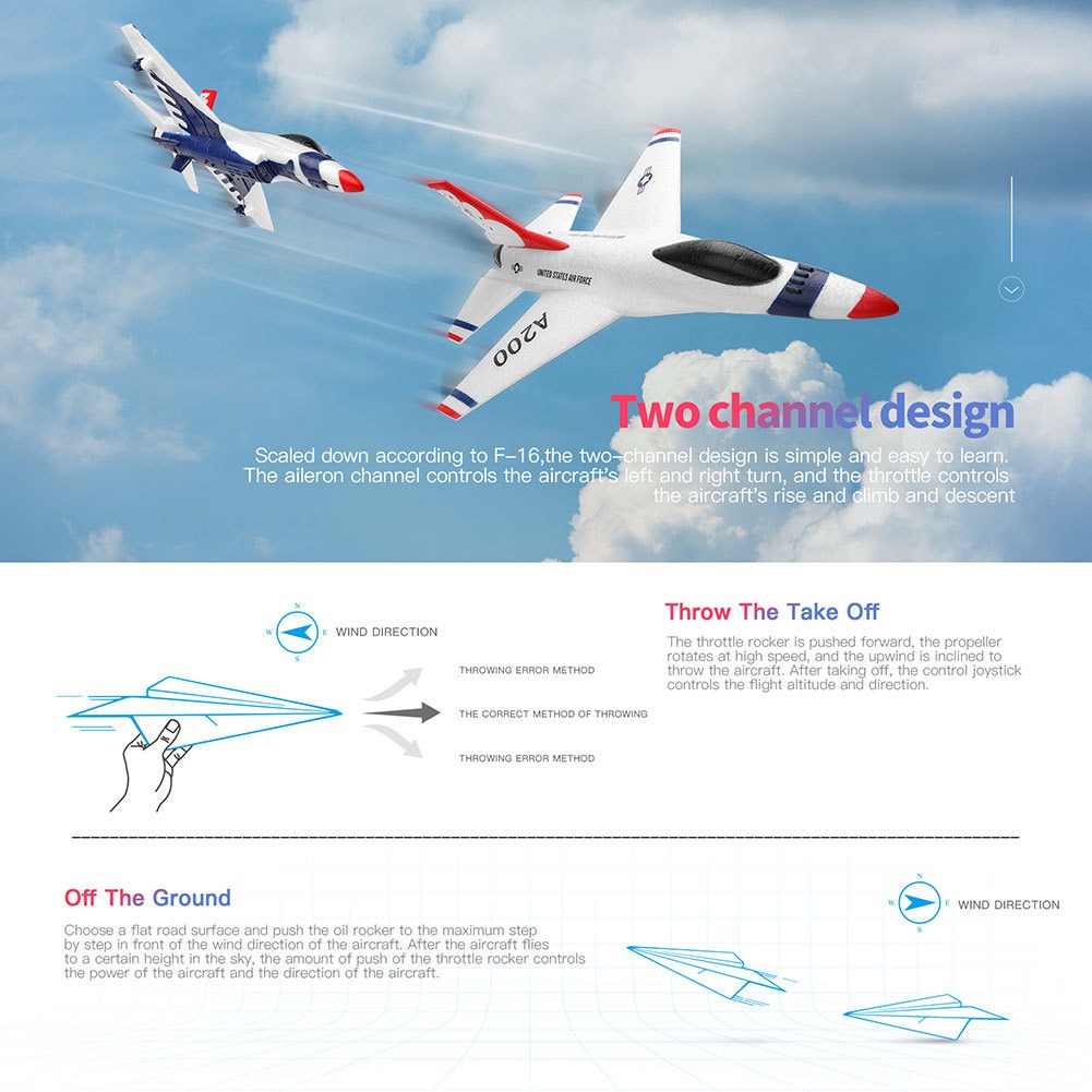 Aeronave Wltoys A200 De Asa Fixa Epp Foam Rc De 2 Canais - Imagem 7