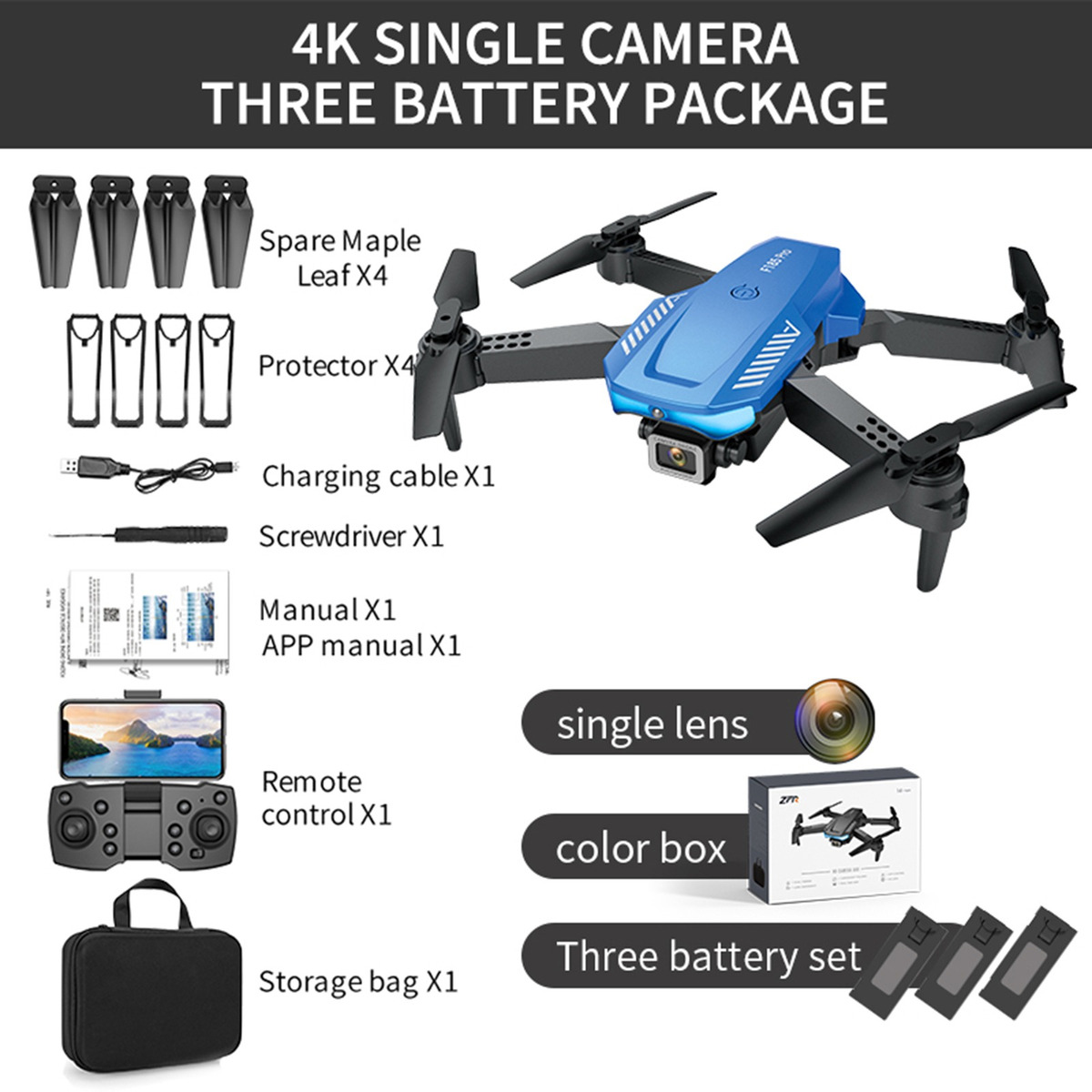 Ls/rc F185 Pro 4k Hd Única Câmera Fpv Rc Zangão Com 3 Batte - Imagem 10