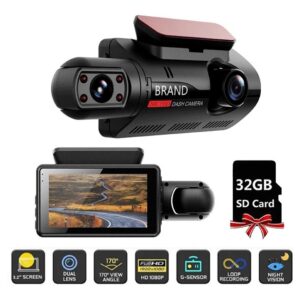 1080p Dash Cam Frente E Cabine Dupla Lente+cartão De Memória