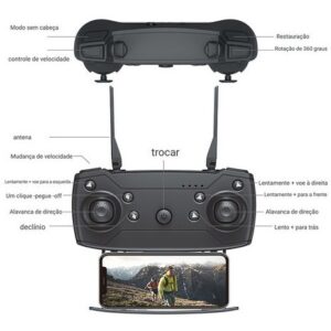 Drone Profissional E88 Pro 2.4ghz Com Câmera Hd E 3 Bateria
