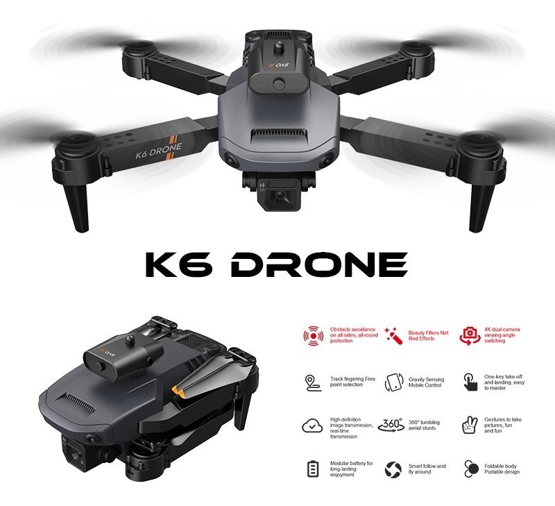 Mini Dobra Drone K6 Profissional Doble Camara 4k+3 Baterias - Imagem 19