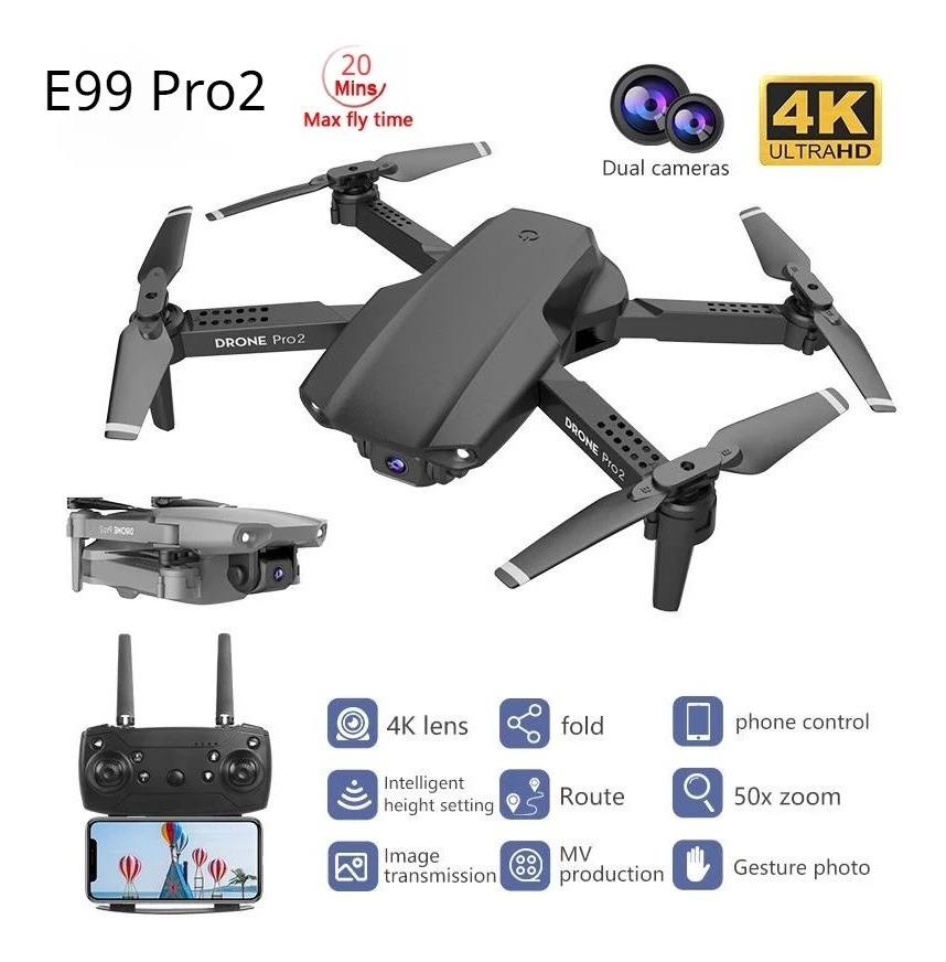 Câmera Dupla E99 Pro2 Rc Mini Drone 4k Hd
