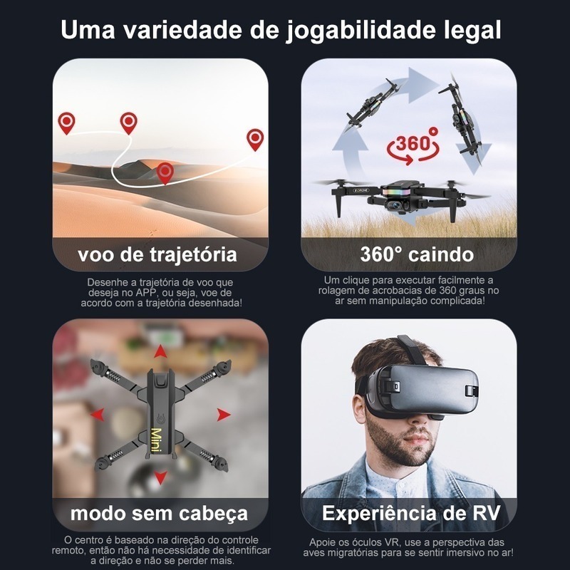 Mini Drone Profissional 4k Crianças+2 Baterias A - Imagem 7