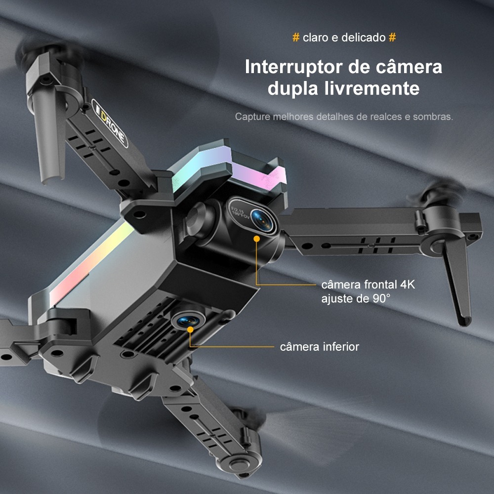 Drone Profissional Câmera Dupla 4k Com Luzes Led 2 Baterias - Imagem 16