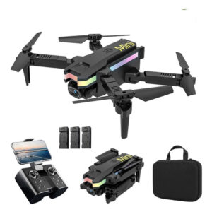 Mini Drone Fotografia Aérea Dobrável Led Colorido 3 Baterias