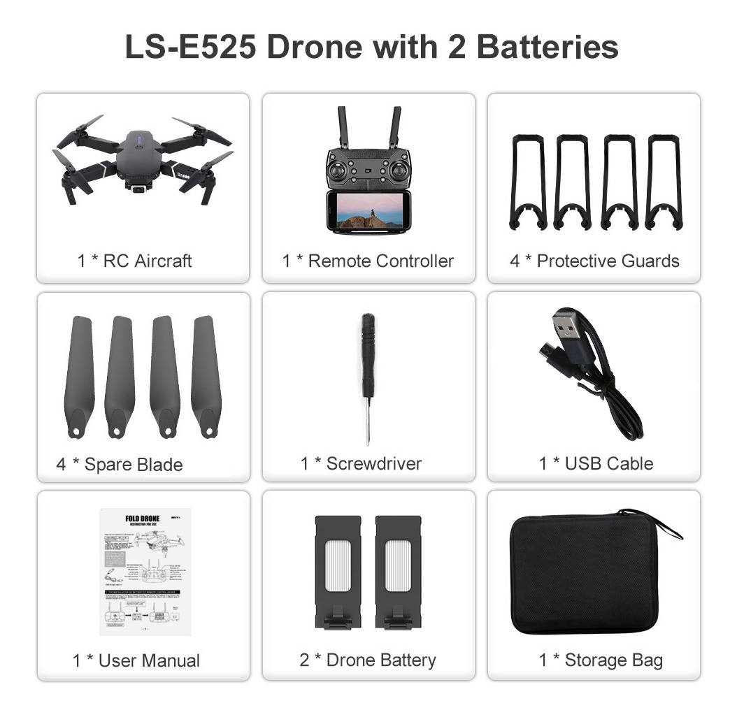 Rc Aircraft Track Fpv Ls-e525 Rc Foto Altitude Modo Duplo - Imagem 9