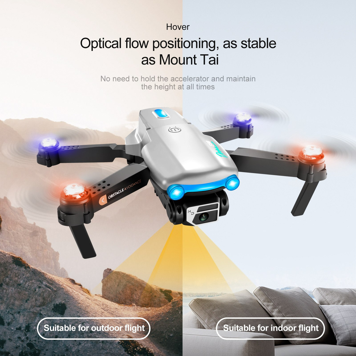 Mini Drones Com Câmera Hd Lâmina De Vento Brinquedo Leve - Imagem 12