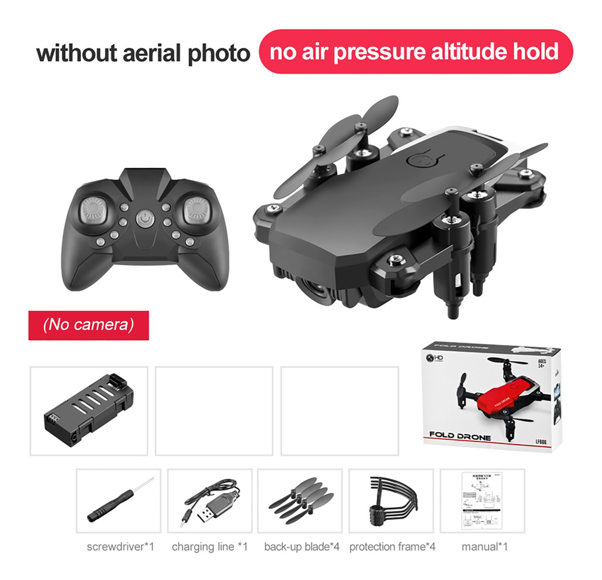 4 Canais Rc Drone Controle Remoto Quadcopter Dobrável (preto - Imagem 6