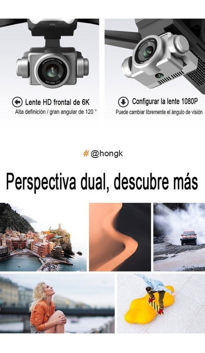 Drone 4k Profesional Hd Câmera Grande Angular Wifi Gps Drone - Imagem 3