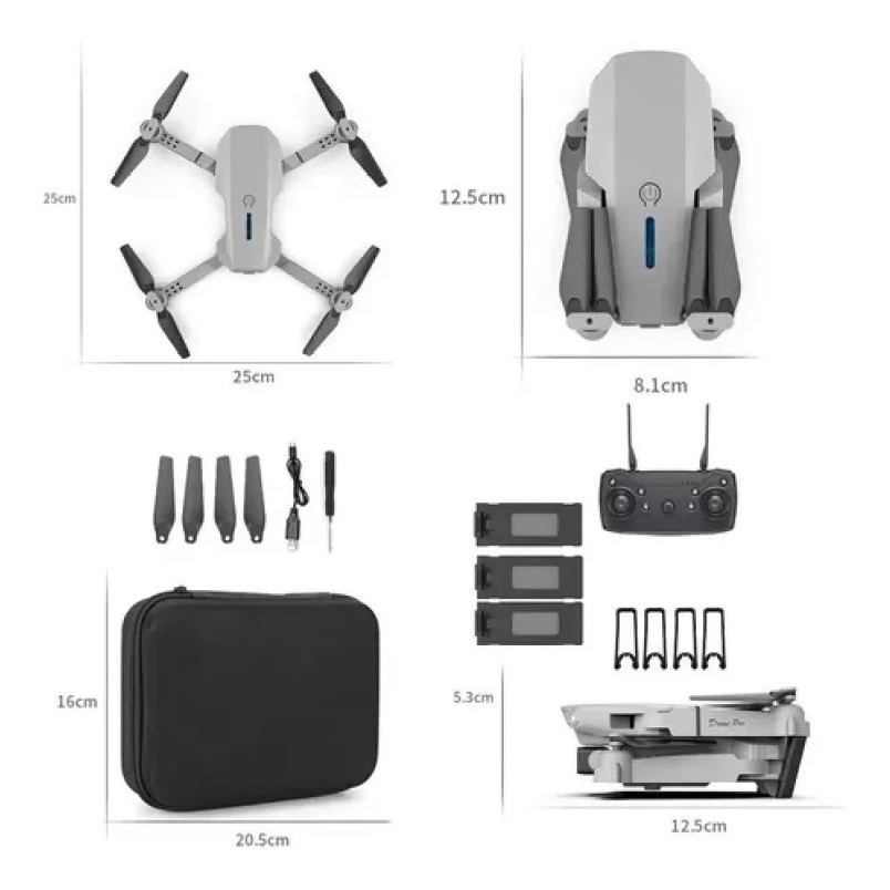 E88pro Uav 4k Hd Fotografia Aérea Câmera Dupla + 3 Baterias - Imagem 16