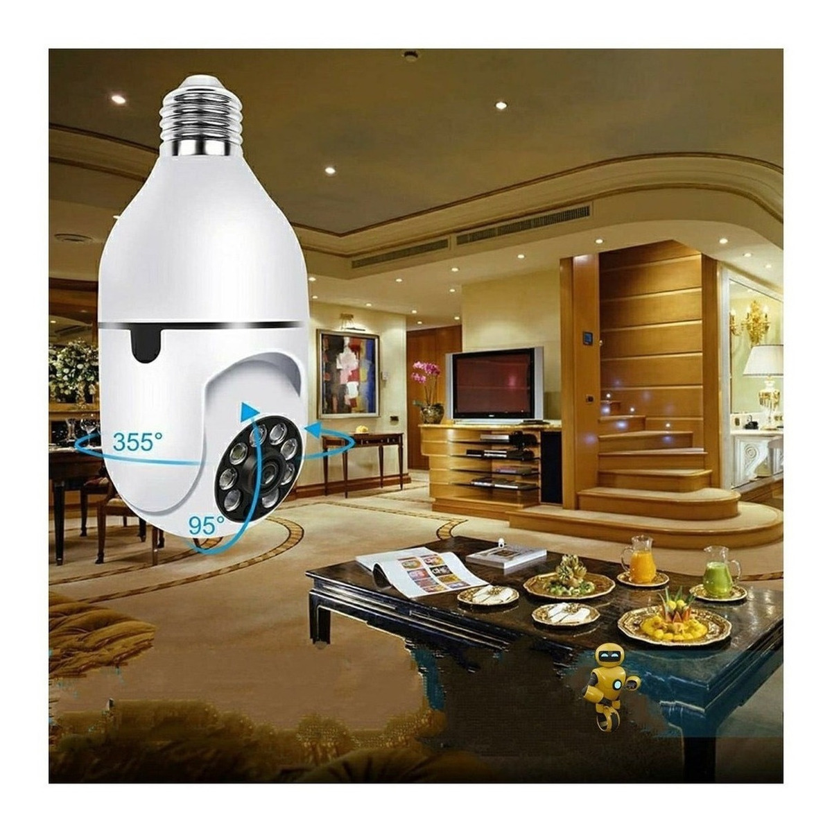 Camera Ip Inteligente Lampada 390eyes Panoramica Wifi Espiã - Imagem 5