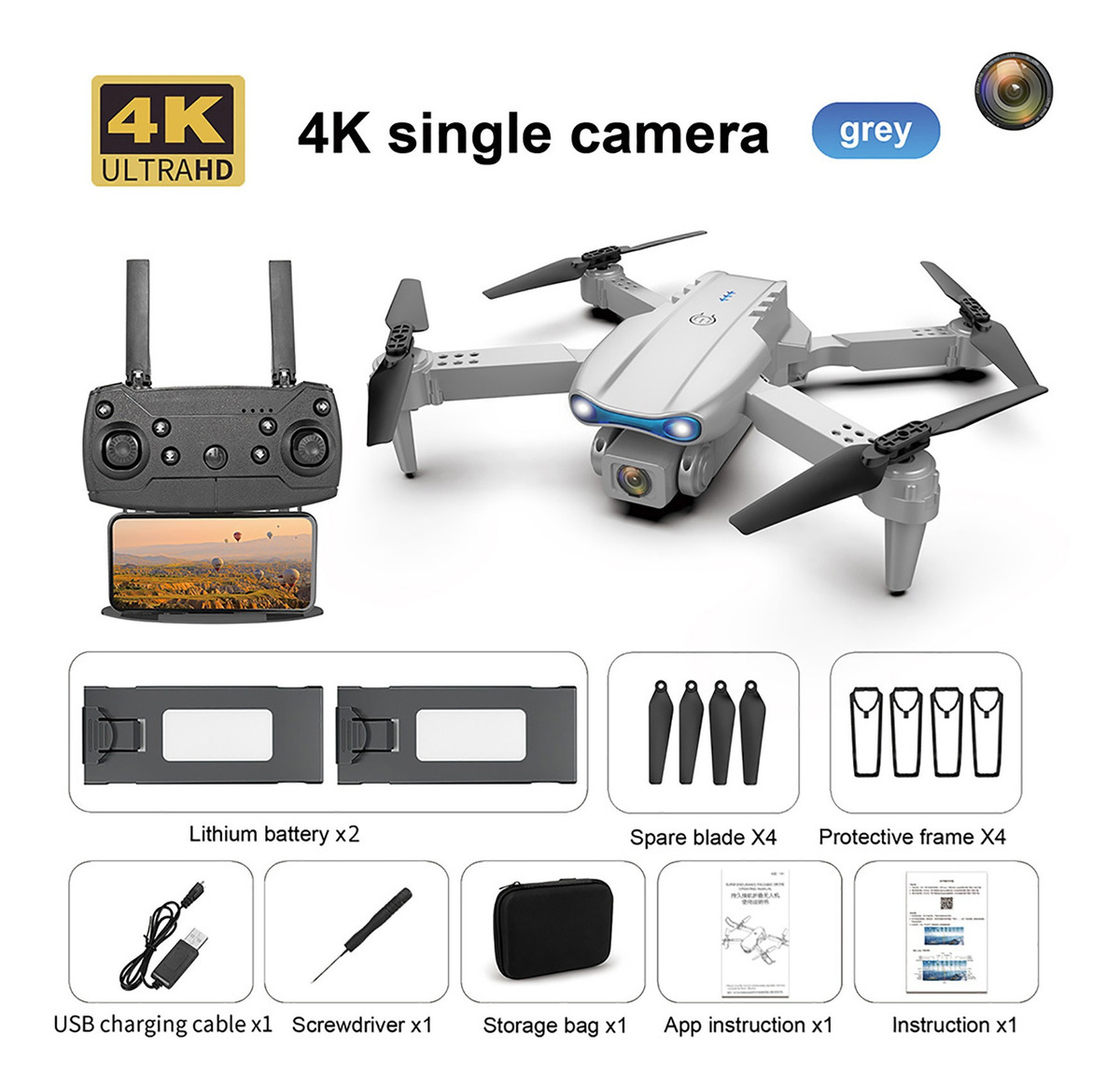 Câmera Única Wlr/c 4k Fpv 2,4 Ghz 4ch Rc Quadcopter Com 2 - Imagem 4