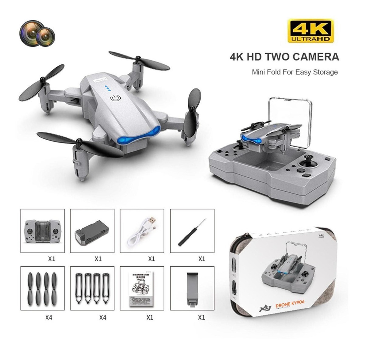 Ky906 Mini Drone 4k Altitude Hold Rc Helicóptero - Imagem 23